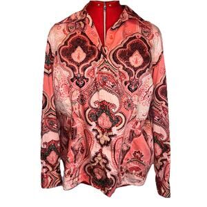 Jones‎ New York Signature 2x Pink Paisley Button Down Cotton L/S Cottagecore